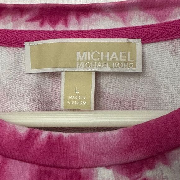 Michael Kors Pink Tie Dye Pullover Long Sleeve Sweatshirt Size Large - Picture 2 of 8